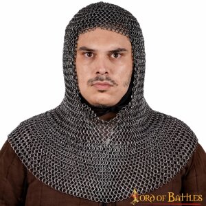 Round Ring Chainmail Classic Coif, Butted, ID 9 mm, Spring Steel