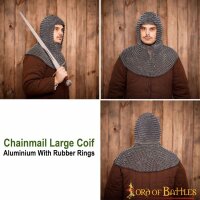 Medieval Large Coif Butted Round Aluminium and Rubber Rings