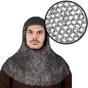 Round Ring Chainmail Classic Coif, Dome Riveted, ID 10 mm, Mild Steel