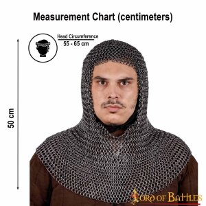 Round Ring Chainmail Classic Coif, Dome Riveted, ID 10 mm, Mild Steel