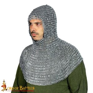 Chainmail Coif Alternating Aluminium Round Rings Dome...