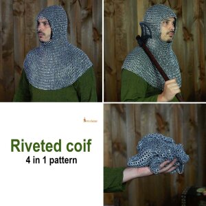 Chainmail Coif Alternating Aluminium Round Rings Dome Riveted