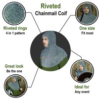 Chainmail Coif Alternating Aluminium Round Rings Dome Riveted