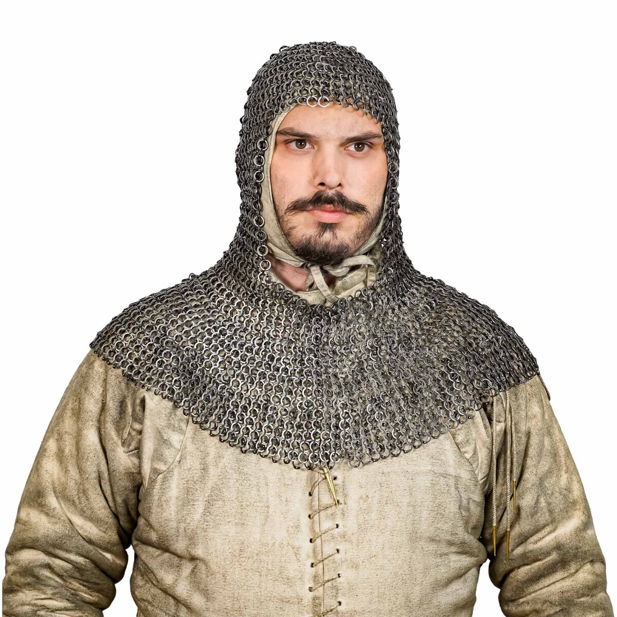 Flat Ring Classic Chainmail Coif, Riveted, ID 9mm,...