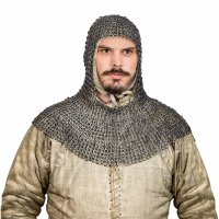 Flat Ring Classic Chainmail Coif, Riveted, ID 9mm, Stainless Steel