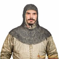 Flat Ring Classic Chainmail Coif, Riveted, ID 9mm, Stainless Steel