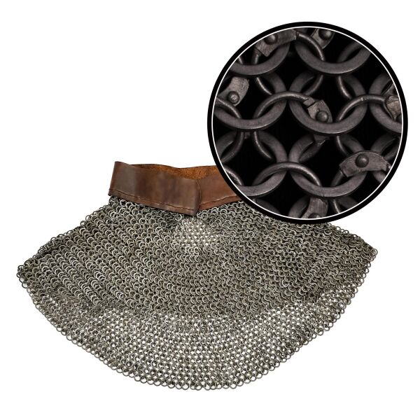 Medieval Chainmail Aventail Dome Riveted Round Steel Rings with Alternating Flat Rings