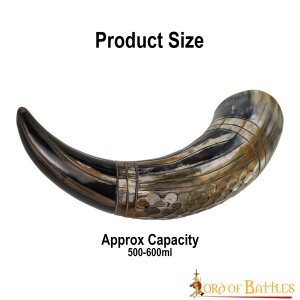 Drinking Horn with Engraved Honeycomb Handcrafted Genuine Ox Horn