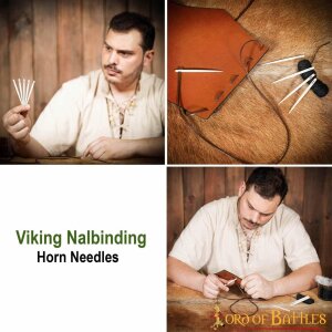 Medieval Embroidery Needles Set of 5 Handmade Genuine Bone Functional Accessory