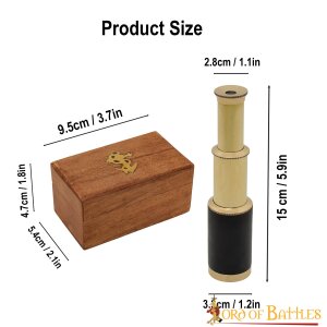 Mini Pure Brass Telescope with Small Wooden Chest Box