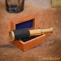 Mini Pure Brass Telescope with Small Wooden Chest Box