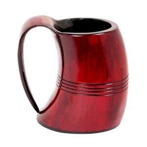 Viking Crimson Horn Tankard Beer Mug Handcrafted Genuine Ox Horn