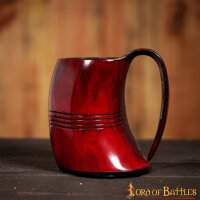 Viking Crimson Horn Tankard Beer Mug Handcrafted Genuine Ox Horn