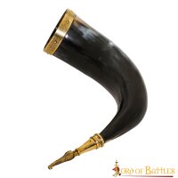 Medieval Viking Drinking Horn with Engraved Valknut Genuine Ox Horn