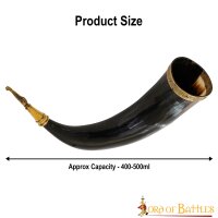 Medieval Viking Drinking Horn with Engraved Valknut Genuine Ox Horn