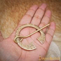 Celtic Pure Brass Fibula / Cloak Pin