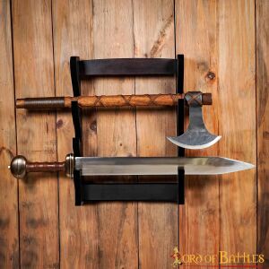 Three Tier Sword and Axe Stand Handcrafted Genuine Hardwood Sword / Axe Display Stand