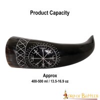 The Vegvisir Drinking Horn Engraved and Handcrafted from Genuine Ox Horn