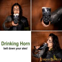 The Vegvisir Drinking Horn Engraved and Handcrafted from Genuine Ox Horn