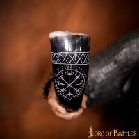 The Vegvisir Drinking Horn Engraved and Handcrafted from Genuine Ox Horn