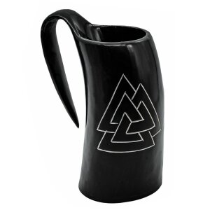Viking Drinking Horn Tankard with Hand - Carved Viking...