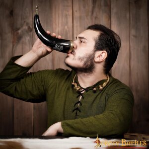 Medieval Odins Ravens Drinking Horn with Pure Brass Fittings Genuine Ox Horn