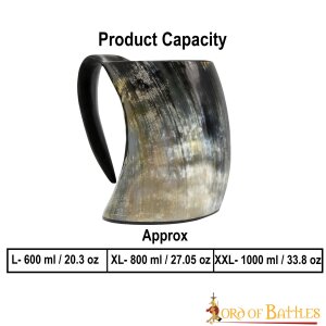 Medieval Viking Horn Tankard Beer Mug Handcrafted Genuine Ox Horn