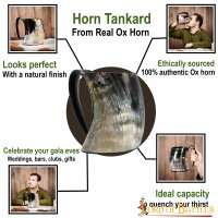 Medieval Viking Horn Tankard Beer Mug Handcrafted Genuine Ox Horn