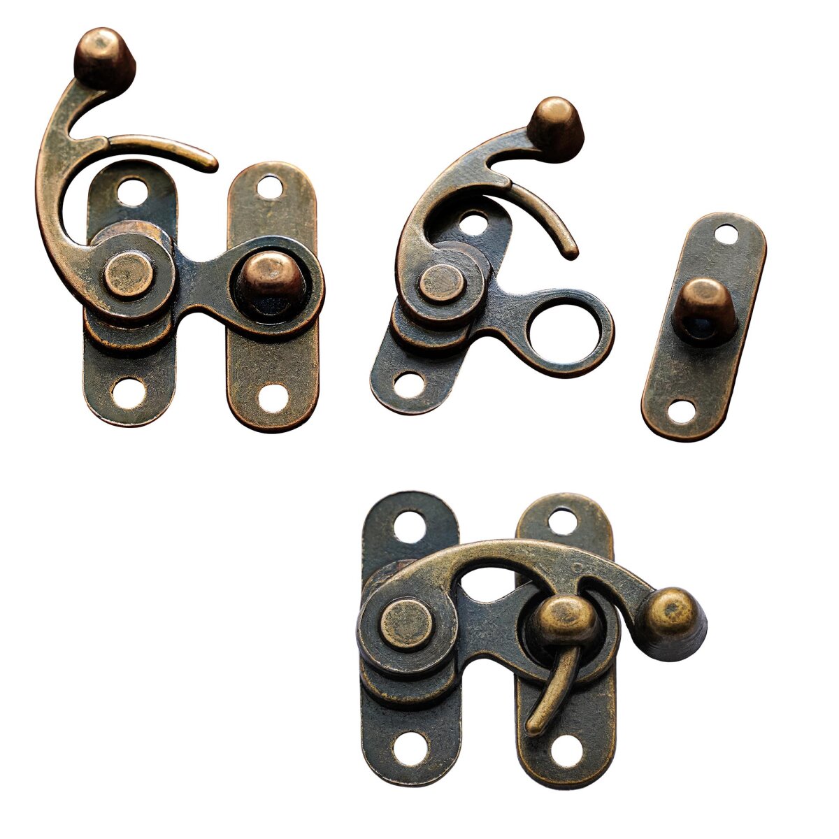 Antique Brass Large Hasp Latch Set of 3