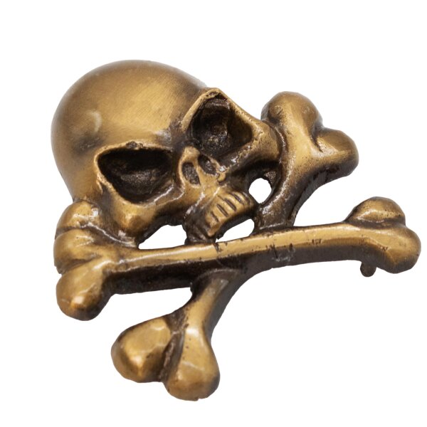 Antiqued Brass Skull Leather Mount for Cosplay or LARP Functional Accessory