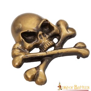 Antiqued Brass Skull Leather Mount for Cosplay or LARP...