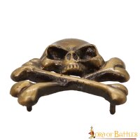 Antiqued Brass Skull Leather Mount for Cosplay or LARP Functional Accessory