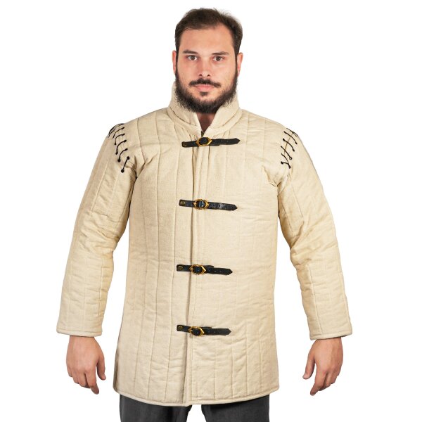 Medieval Padded Gambeson (Type 1) with Optional Half Sleeves Ecru