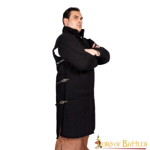 Medieval Padded Canvas Cotton Gambeson (Type 3) with Side Buckles Black