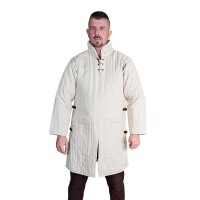 Medieval Padded Canvas Cotton Gambeson (Type 3) with Side Buckles Ecru