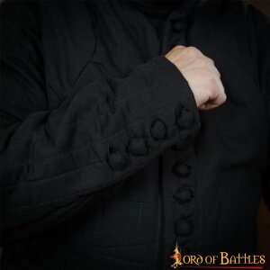 Medieval 14th Century Padded Gambeson (Type 6) with Buttoned Front Black