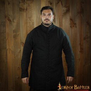 Medieval 14th Century Padded Gambeson (Type 6) with Buttoned Front Black