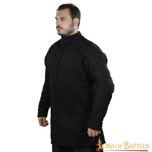 Medieval 14th Century Padded Gambeson (Type 6) with Buttoned Front Black