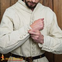 Medieval 14th Century Padded Gambeson (Type 6) with Buttoned Front Ecru