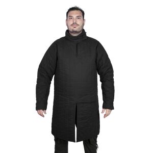 Padded 13th-century gambeson (Type 8), with buttoned collar, black