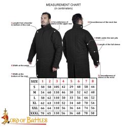 Padded 13th-century gambeson (Type 8), with buttoned collar, black