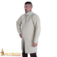 Medieval 13th Century Padded Gambeson (Type 8) with Closed Collar Ecru