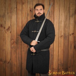 Medieval Front Opened Padded Gambeson (Type 10) Handmade from Canvas Cotton Black