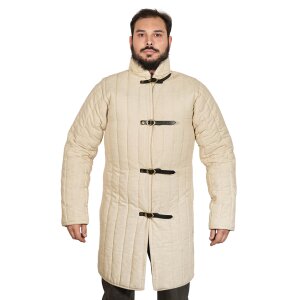 Medieval Front Opened Padded Gambeson (Type 10) Handmade from Canvas Cotton Ecru