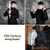 15th Century Black Arming Doublet Canvas Cotton Black