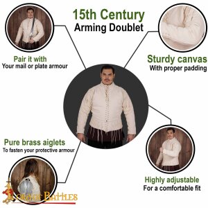 15th Century Ecru Arming Doublet Canvas Cotton Ecru