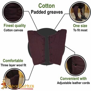 Medieval Padded Greaves Handmade from Sturdy Canvas Cotton