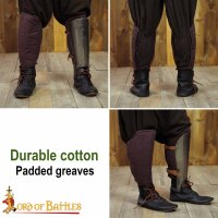 Medieval Padded Greaves Handmade from Sturdy Canvas Cotton