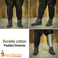 Medieval Padded Greaves Handmade from Sturdy Canvas Cotton