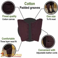 Medieval Padded Greaves Handmade from Sturdy Canvas Cotton